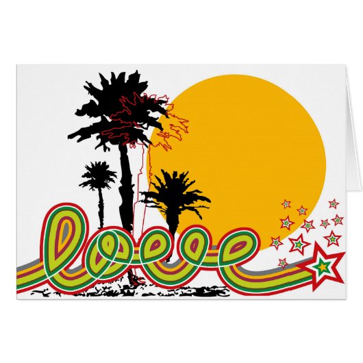 Liebe Loopy Script Tropical Palm Trees Silhouette (Vorderseite (Horizontal))