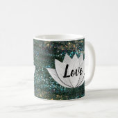 Liebe-Lotos-Blumen-Schwarz-Galaxie-Tasse Kaffeetasse (VorderseiteRechts)