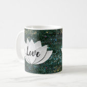 Liebe-Lotos-Blumen-Schwarz-Galaxie-Tasse Kaffeetasse (Vorderseite Links)