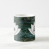 Liebe-Lotos-Blumen-Schwarz-Galaxie-Tasse Kaffeetasse (Mittel)
