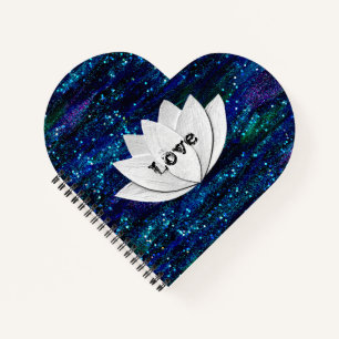 Liebe Lotus Blume Galaxy Herzform Notebook Notizblock