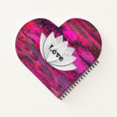 Liebe Lotus Blume Rosa Galaxie Herzform Notebook Notizblock (Rückseite)