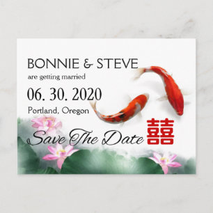 Liebe   Lotus Koi Double XI Save the Date Ankündigungspostkarte