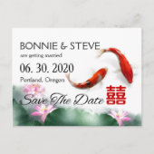 Liebe | Lotus Koi Double XI Save the Date Ankündigungspostkarte (Vorderseite)