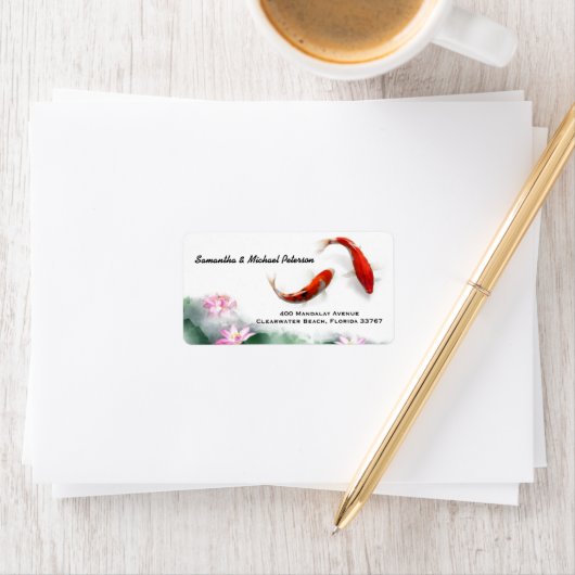 Liebe | Lotus Koi Orient Hormont Kunst Adressaufkleber (Insitu)