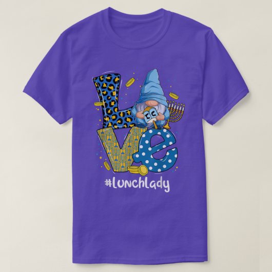 Liebe Lunch Lady Leopard Gnome Happy Chanukah Hanu T-Shirt (Design vorne)