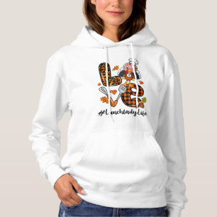 Liebe Lunch Lady Leopard Pumpkin Türkei Fall Danke Hoodie