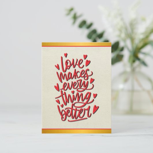 Liebe macht alles besser geklappte Grußkarte Postkarte (Stehend Vorderseite)
