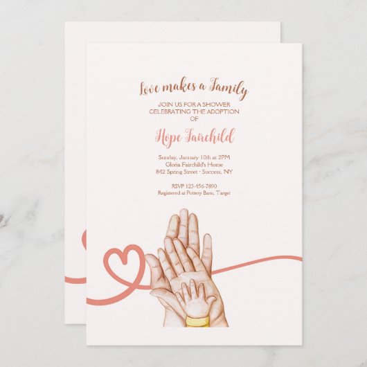 Liebe macht eine Adoption-Dusche einladen Ankündigung (Vorne/Hinten)