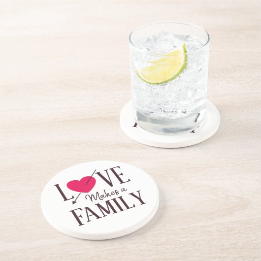 Liebe macht eine Familie - Adoptions-Geschenk Getränkeuntersetzer (Seite)