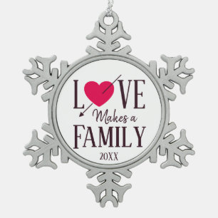 Liebe macht eine Familie, Adoptions-Geschenke Schneeflocken Zinn-Ornament