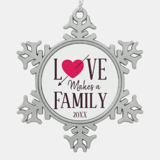 Liebe macht eine Familie, Adoptions-Geschenke Schneeflocken Zinn-Ornament