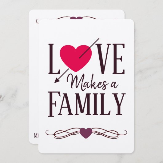 Liebe macht eine Familie - Adoptions-Mitteilungen Einladung (Vorne/Hinten)