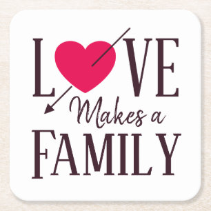 Liebe macht eine Familie - Rechteckiger Pappuntersetzer
