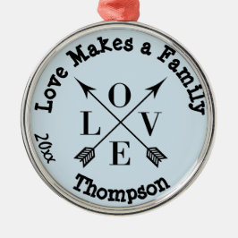 Liebe macht eine Familien-Adoption personalisierte Ornament Aus Metall