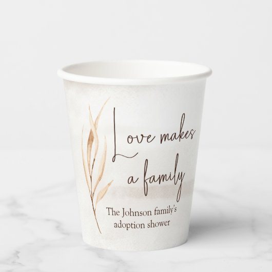 "Liebe macht Familie" Adoption Dusche Pappbecher (Vorderseite)