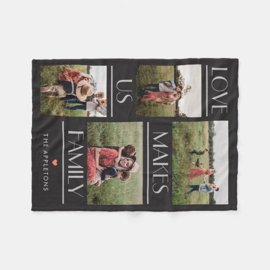 Liebe macht uns zu einem Foto, das für unsere Fami Fleecedecke (Vorderseite (Horizontal))