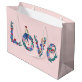 Liebe, Mädchen und Blume Große Geschenktüte (Rückseite Schrägansicht)