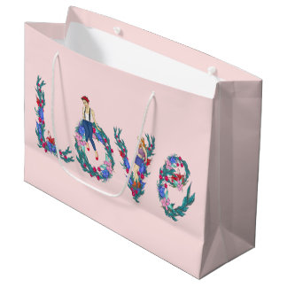 Liebe, Mädchen und Blume Große Geschenktüte