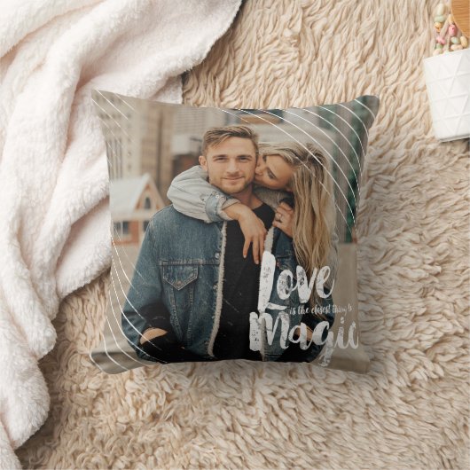 Liebe Magic | Modern Grunge Chalk Foto Overlay Kissen (Decke)