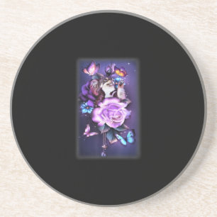 Liebe Magical Chihuahua Lila Rose Blume Getränkeuntersetzer