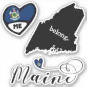 Liebe Maine, 3 Designs, Stickers Die schneiden Aufkleber (Vorderseite)