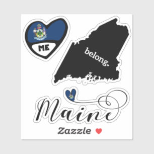Liebe Maine, 3 Designs, Stickers Die schneiden Aufkleber