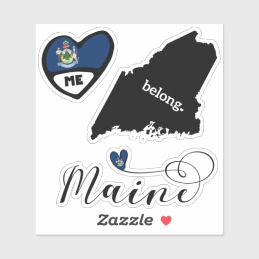 Liebe Maine, 3 Designs, Stickers Die schneiden Aufkleber (Blatt)