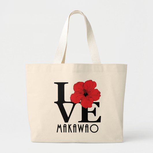 LIEBE Makawao Hawaii Hibiskus Jumbo Stoffbeutel (Vorne)
