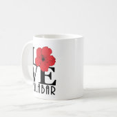 LIEBE Malabar 11oz Roter Hibiskus Kaffeetasse (Vorderseite Links)