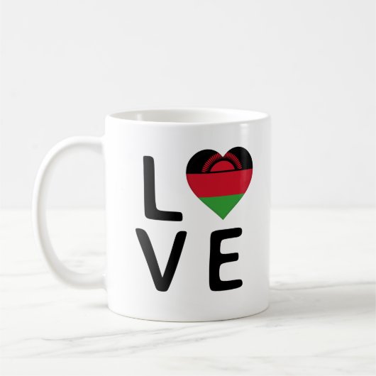 Liebe - Malawi-Flagge Kaffeetasse (Links)