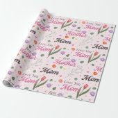 Liebe Mama Beste Mutter Florale Typografie Muster Geschenkpapier (Ungerollt)
