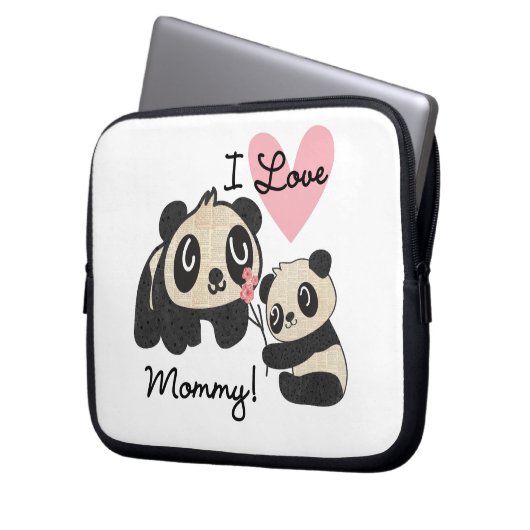 Liebe-Mama der Panda-I Laptopschutzhülle (Vorderseite Links)