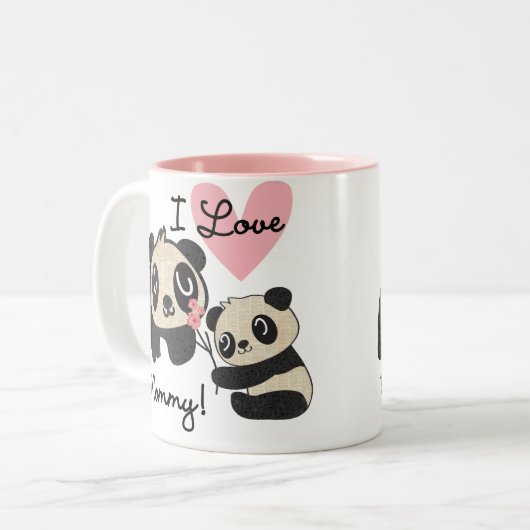 Liebe-Mama der Panda-I Zweifarbige Tasse (Vorderseite Links)