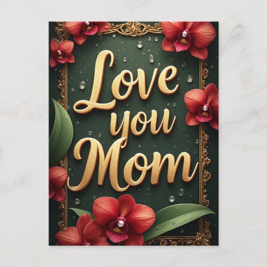 Liebe Mama Floraler Rahmen Muttertag Postkarte (Vorderseite)