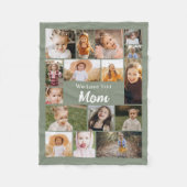 Liebe Mama Foto Sage Green Collage Fleecedecke (Vorderseite)