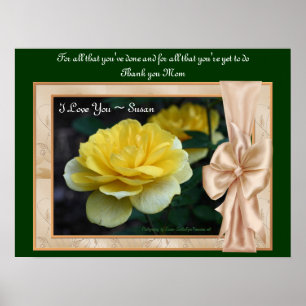 Liebe Mama Gelbe Rose Personalisiertes Poster Druc