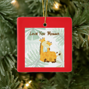 Liebe Mama-Giraffe-Mama und Kind Keramikornament