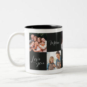 "Liebe Mama immer und ewig" schwarzes Fotogeschenk Zweifarbige Tasse