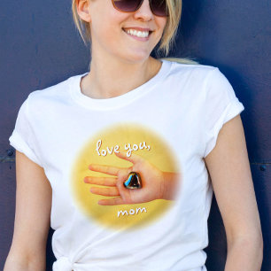 Liebe Mama Kind Hand hält blaues Herz Foto T-Shirt