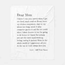 Liebe Mama Letter Typografy Personalisiert Fleecedecke