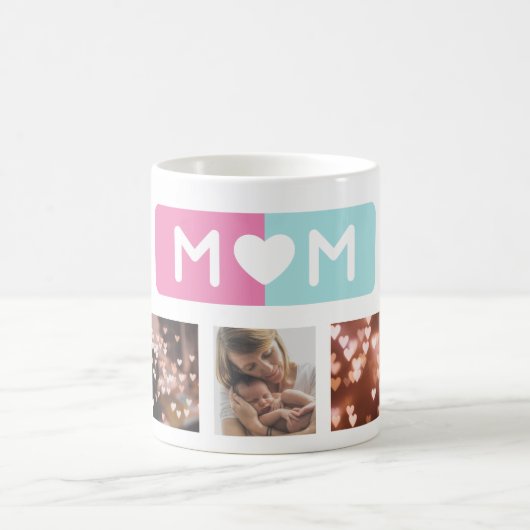 LIEBE MAMA | MÄDCHENPINK & BOY BLAU Multi 7 Foto Kaffeetasse (Mittel)