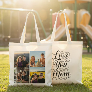 Liebe Mama moderne 4-Foto-Collage individuell Tragetasche