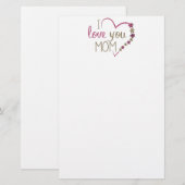 Liebe Mama Mütter Tag Herz Briefpapier (Vorne/Hinten)