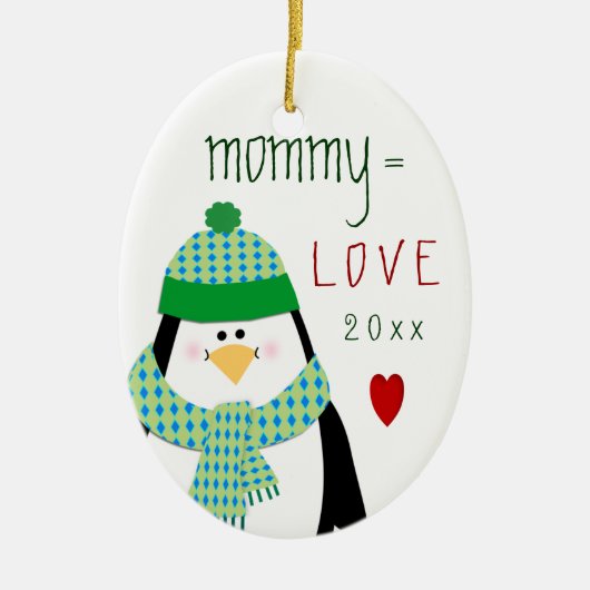 Liebe MAMA niedliches Penguin-Weihnachtsgeschenk Keramik Ornament (Vorne)