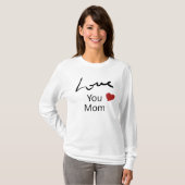 Liebe Mama | Niedliches Rotes Herz Weißes Langschl T-Shirt (Vorne ganz)