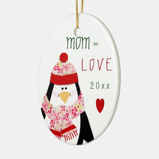 Liebe MAMA Penguin-Weihnachtsgeschenk Keramik Ornament (Links)