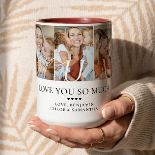 Liebe Mama Personalisierte 5-Foto-Collage-Geschenk Zweifarbige Tasse
