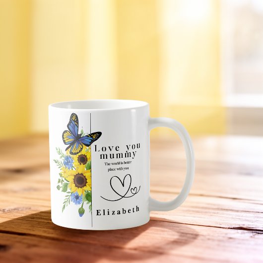 Liebe Mama personalisierte Blumen-Tasse Kaffeetasse