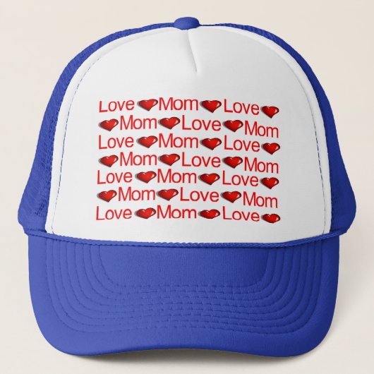 Liebe Mama Red Hearts Trucker Hat Truckerkappe (Vorderseite)